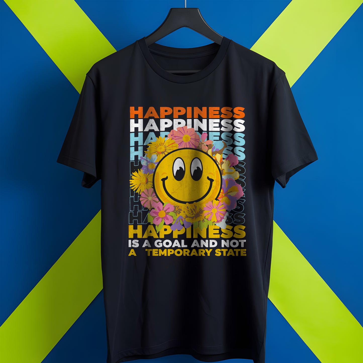 Happiness In Smile Printed Oversized Unisex Cotton t-Shirt