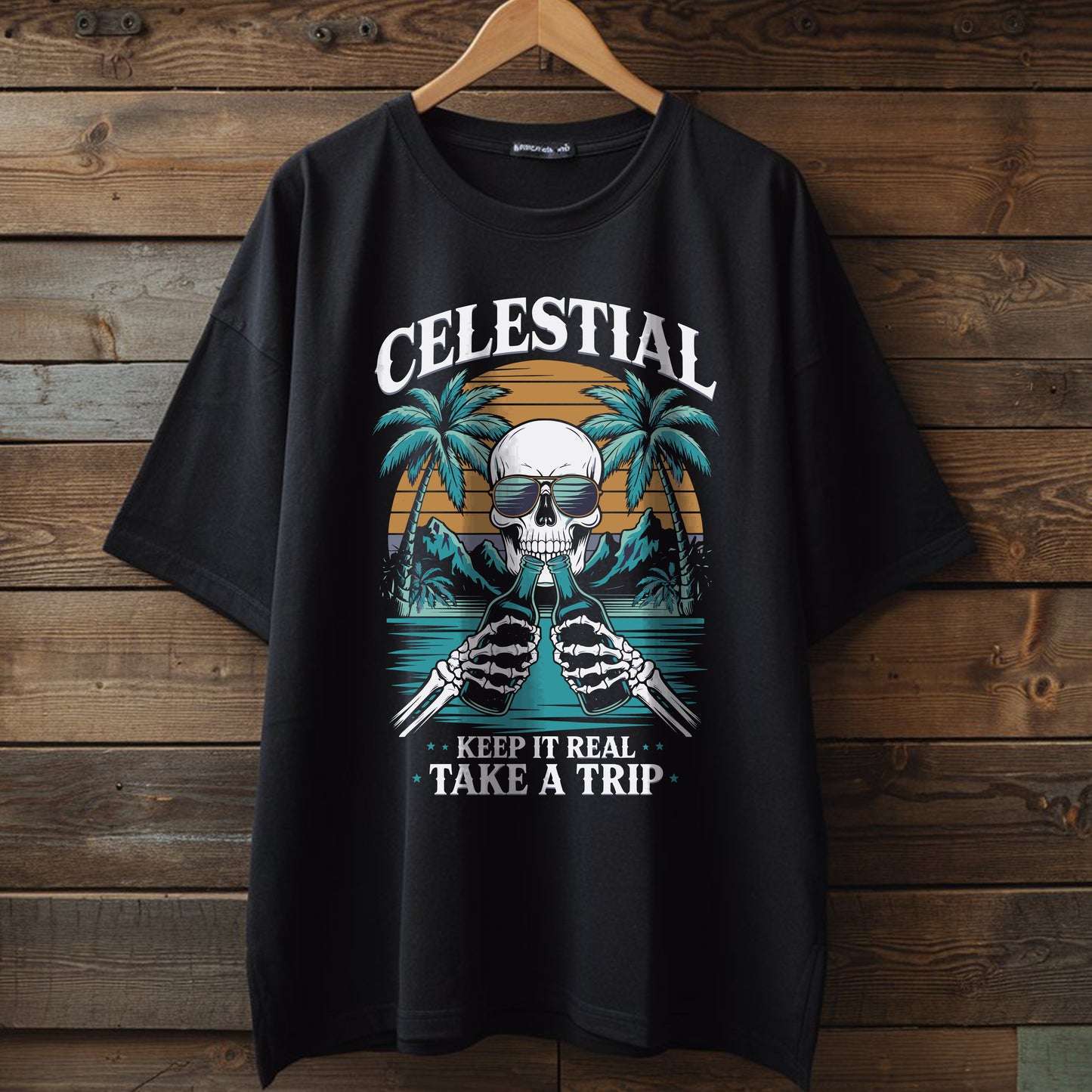 SKULL TRAVEL TAKE A TRIP OVERSIZED PREMIUM UNISEX COTTON T-SHIRT