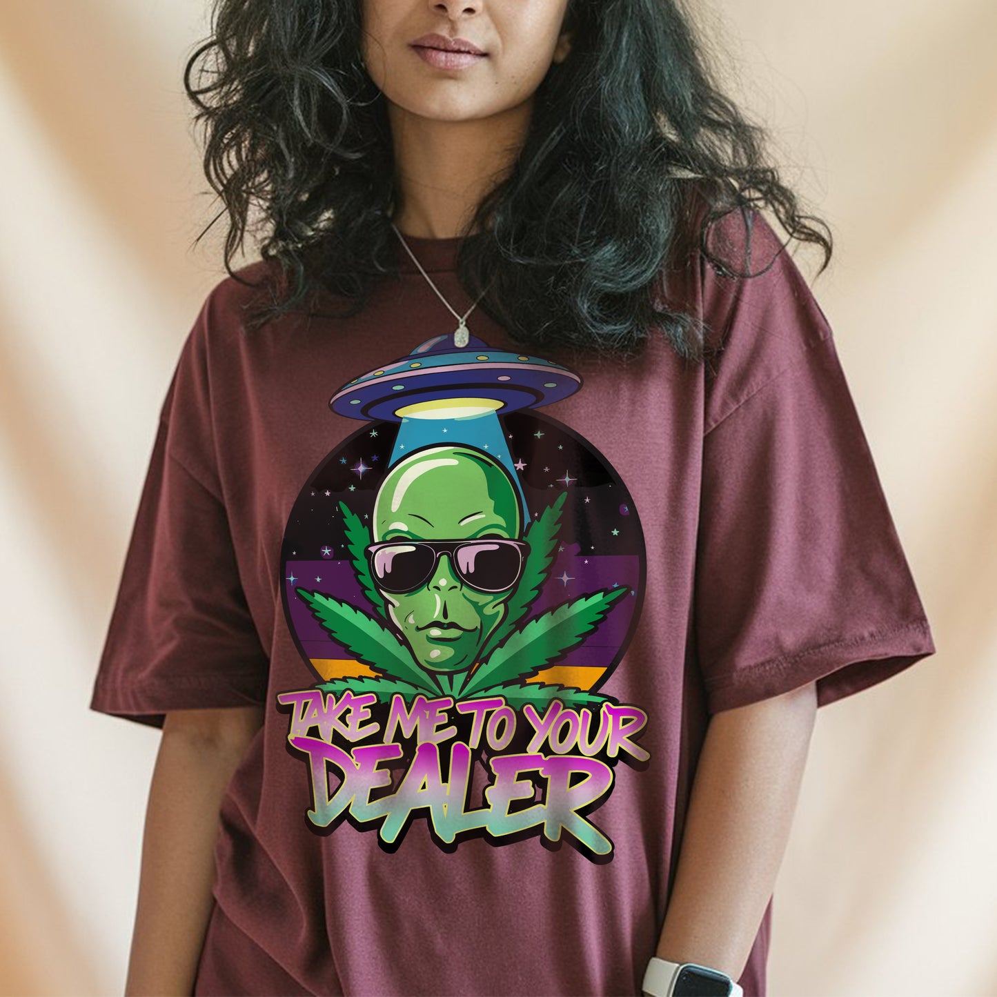 Alien Weed Graphics Oversized t-Shirt