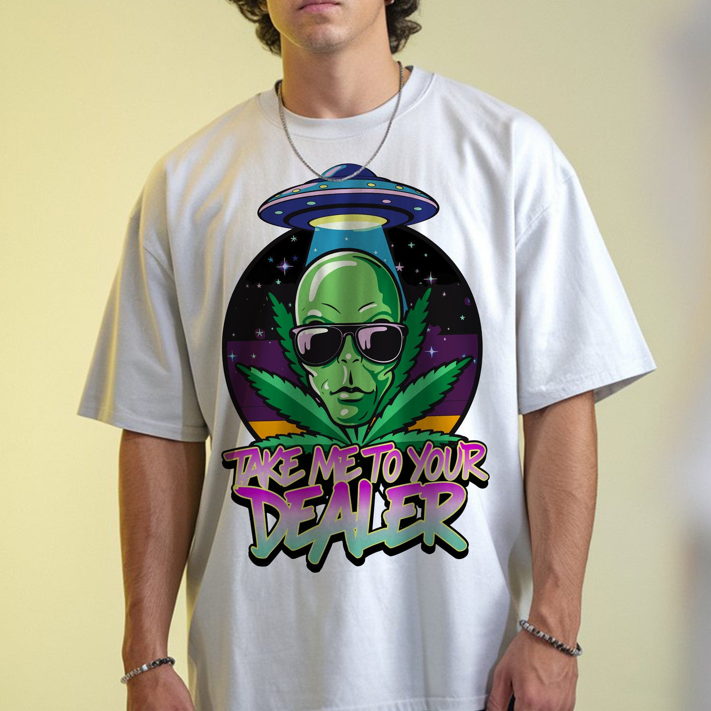 Alien Weed Graphics Oversized t-Shirt