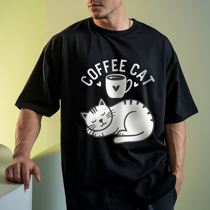 Coffee Cat OVERSIZE Printed T-Shirt