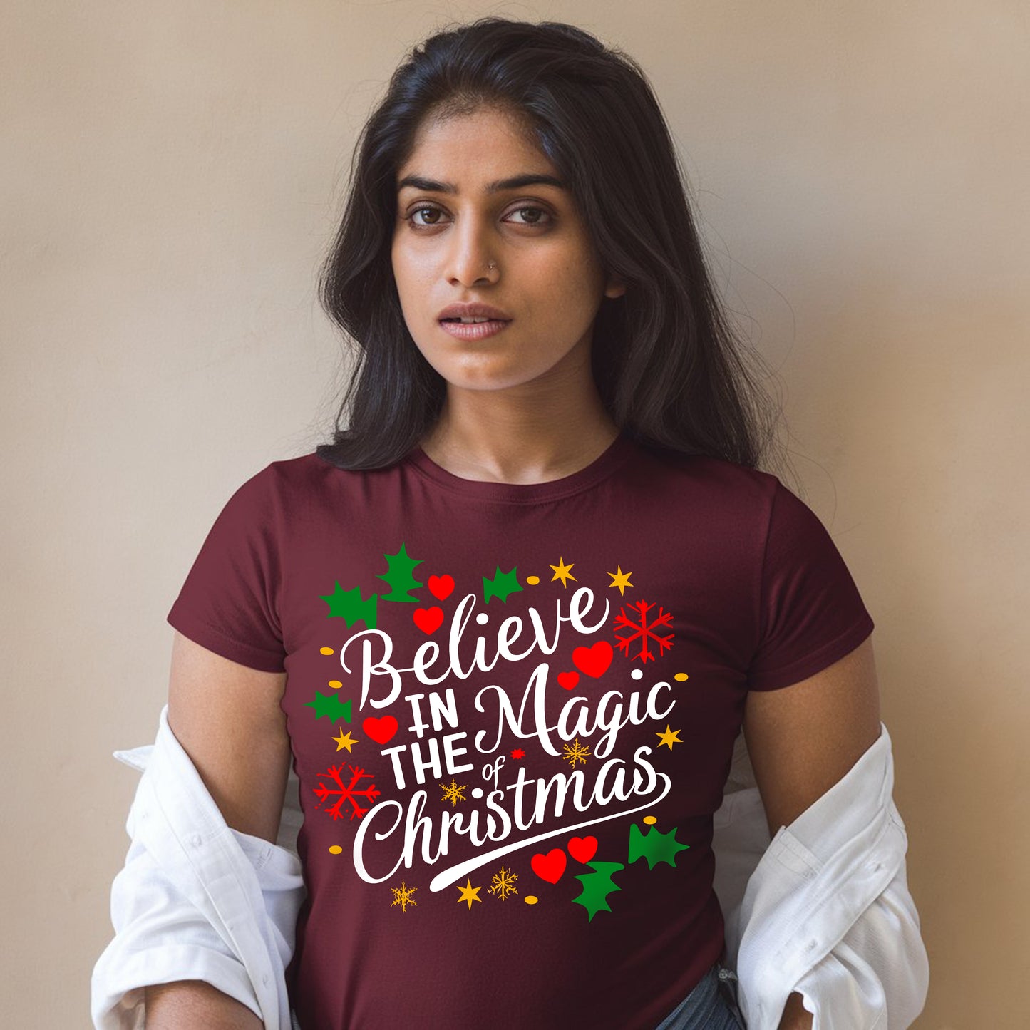 Believe In the Magic Happy Christmas  T-shirt