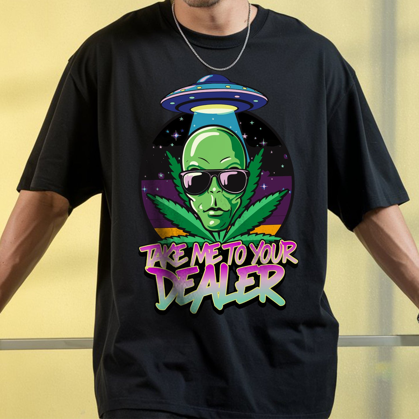 Alien Weed Graphics Oversized t-Shirt